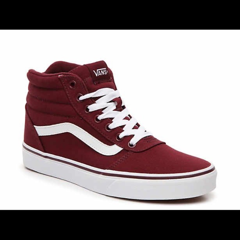 Maroon Vans High Top Sneakers